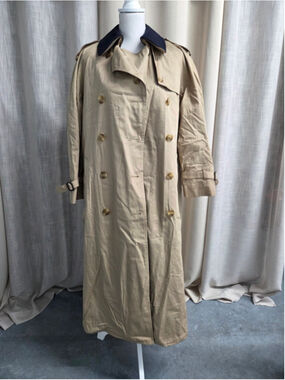 VTG Newport Harbor American Airlines Beige Trench Coat Collar Thinsulate - Men